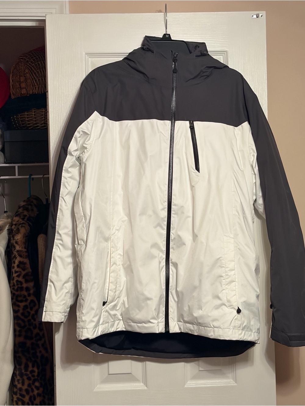 Lands' End Men's M 3-in-1 Waterproof Ski Squall Jacket Gray White Zip Out Liner